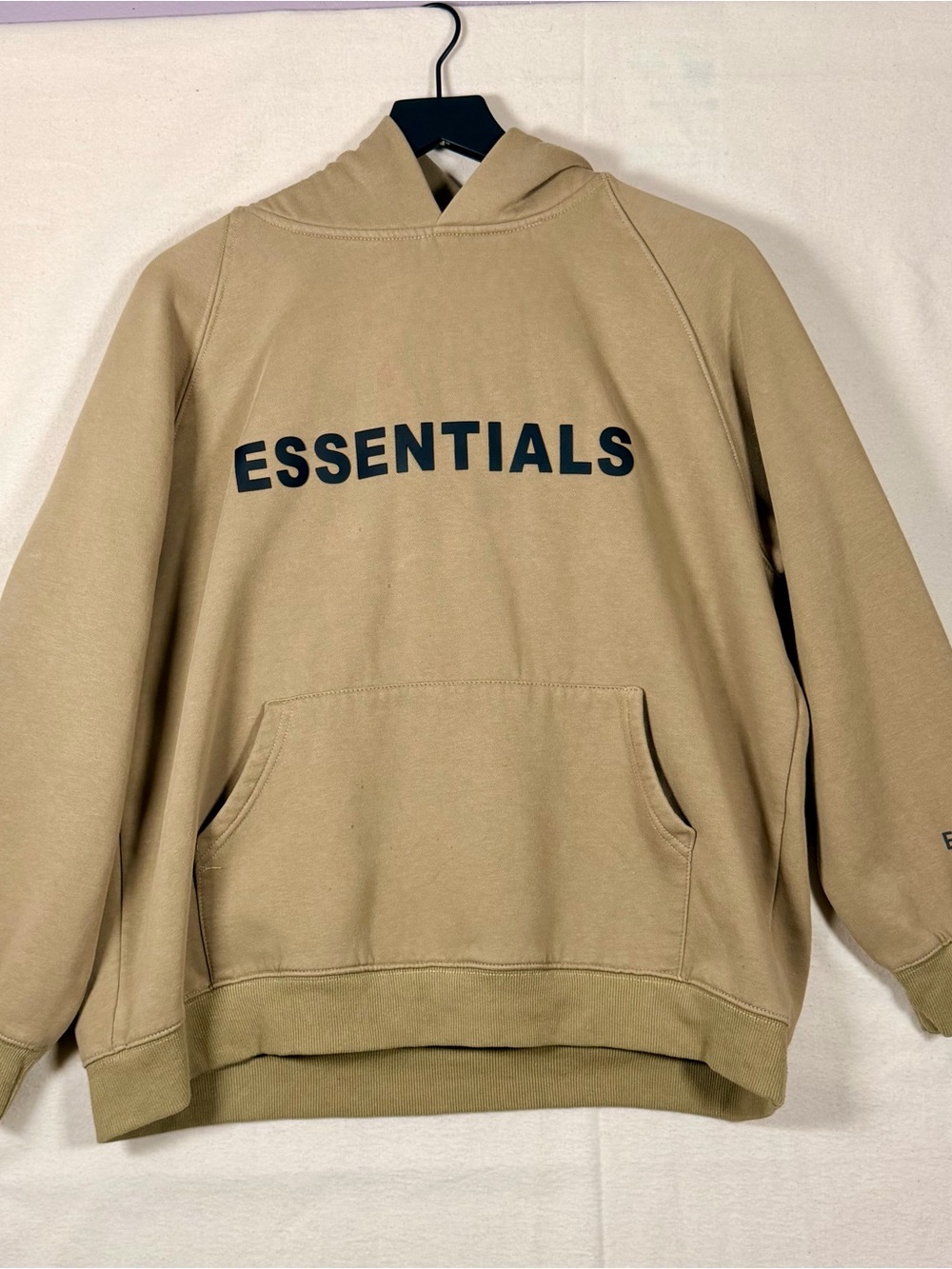 ESSENTIALS Men’s Khaki Logo Pullover Hoodie